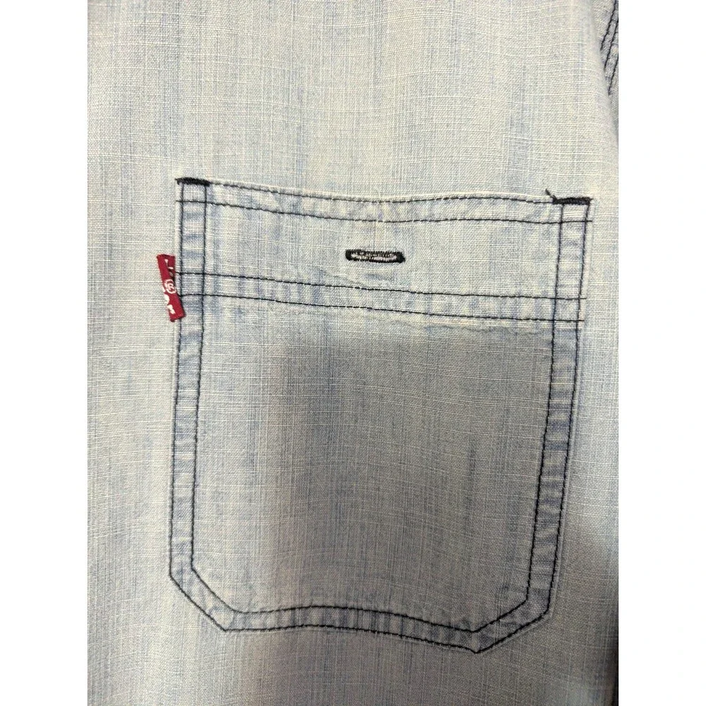Levi Strauss Blue Denim Long Sleeve Shirt Mens XL